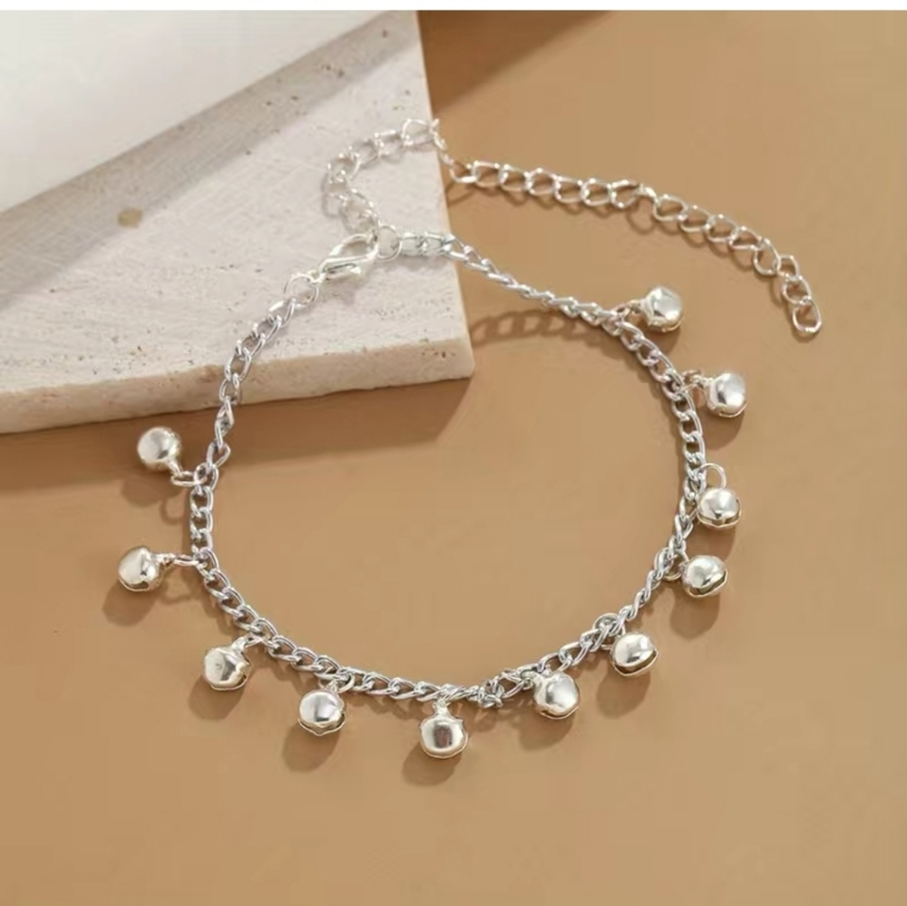 NEW. SILVER BELLS ADJUSTABLE BOHO ANKLET. - Picture 4 of 5